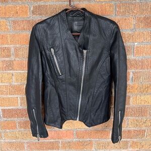 BLANK NYC Black Faux Leather Motorcyle Moto Jacket Asymmetrical Zip Womens Sz S